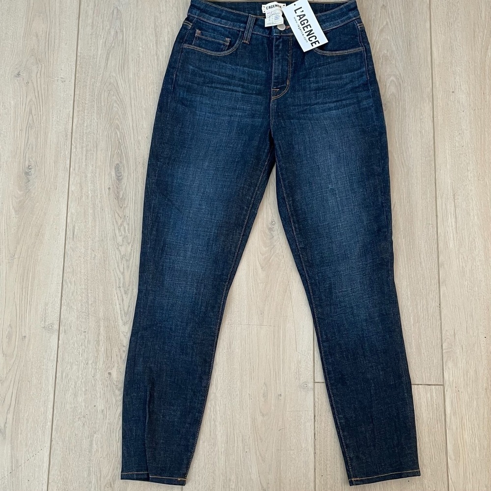 NEW L'AGENCE Womens 25 Margot Montclair Jeans Cotton Stretch Dark Wash‎ Denim